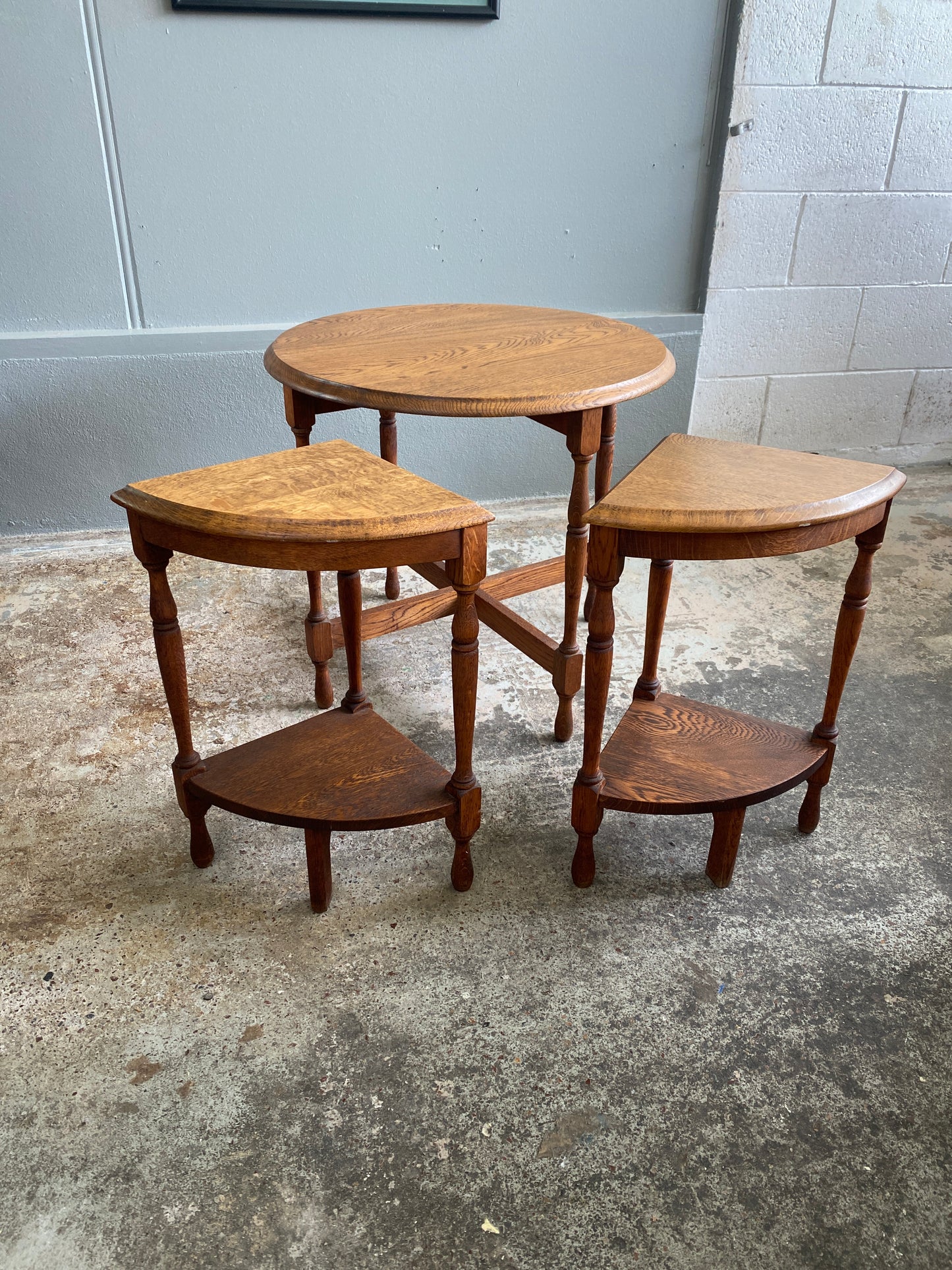 Vintage Solid Oak Nest of Tables