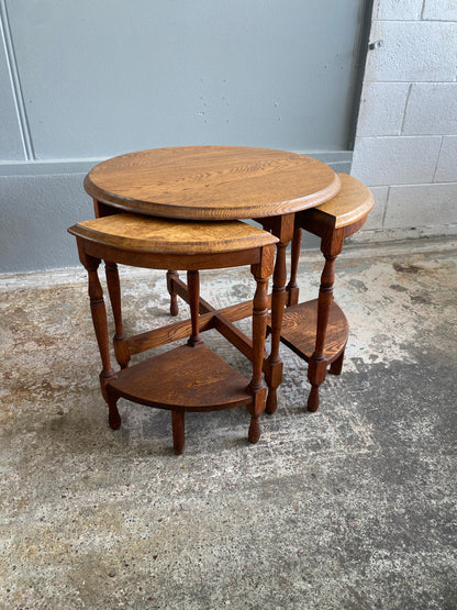 Vintage Solid Oak Nest of Tables