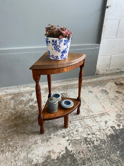 Vintage Solid Oak Quarter Plant Stand