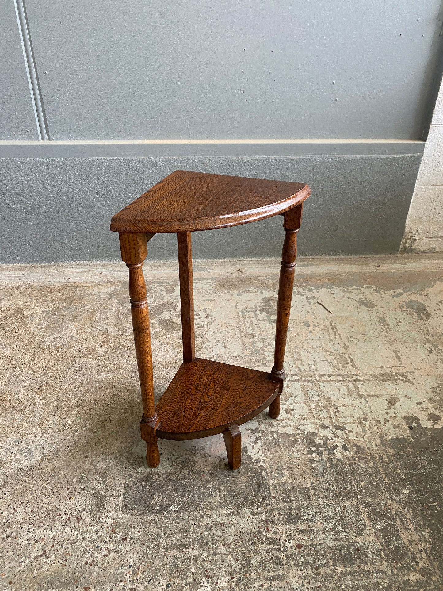 Vintage Solid Oak Quarter Plant Stand