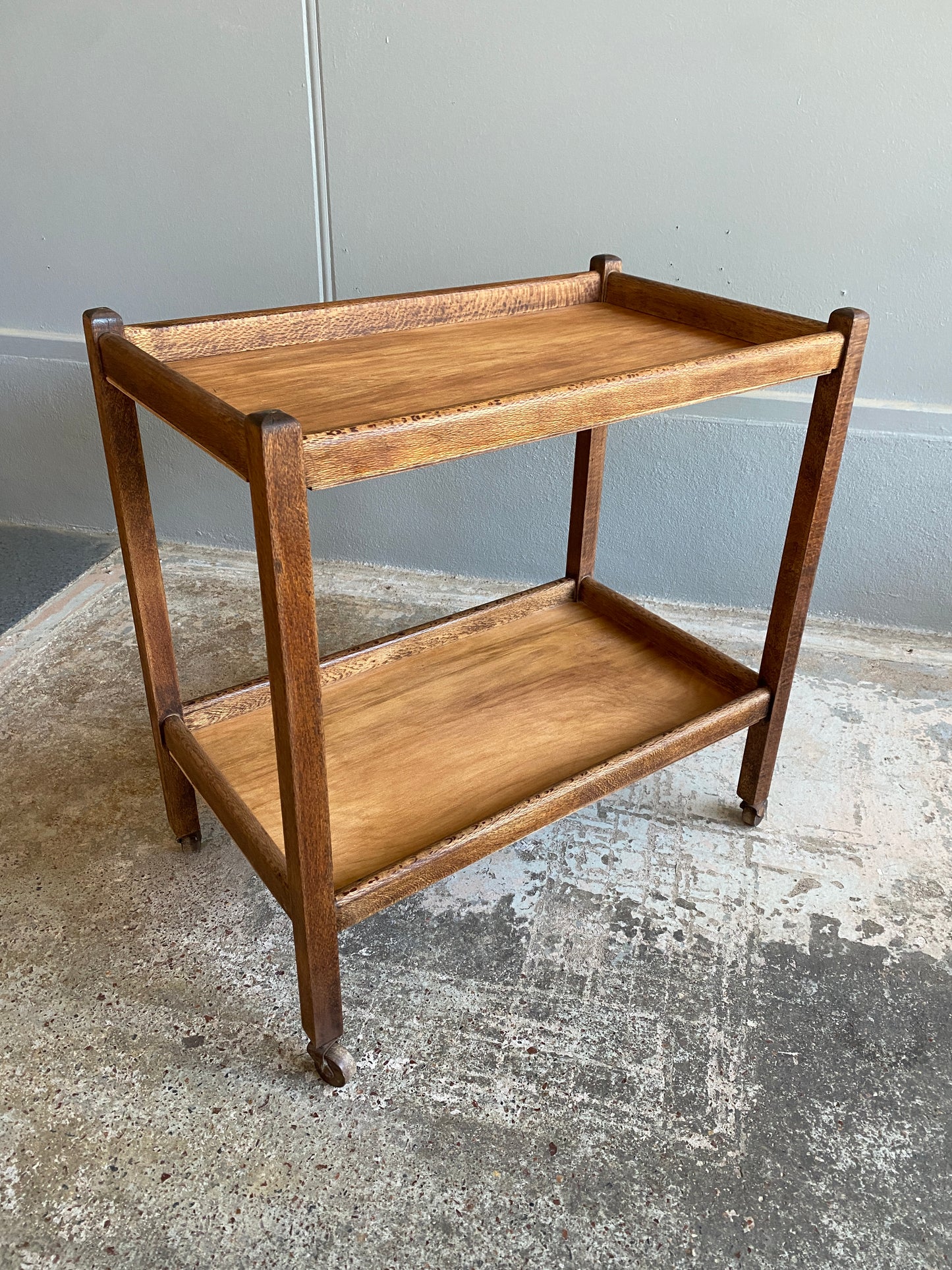 Vintage Solid Quarter Sawn Oak Drinks Trolley