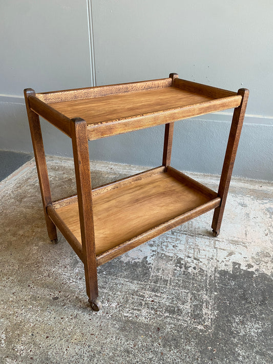 Vintage Solid Quarter Sawn Oak Drinks Trolley