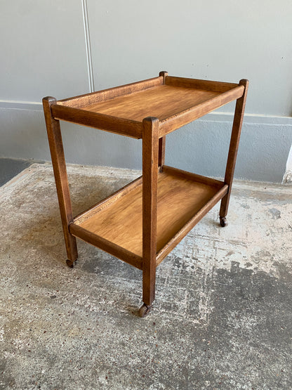Vintage Solid Quarter Sawn Oak Drinks Trolley