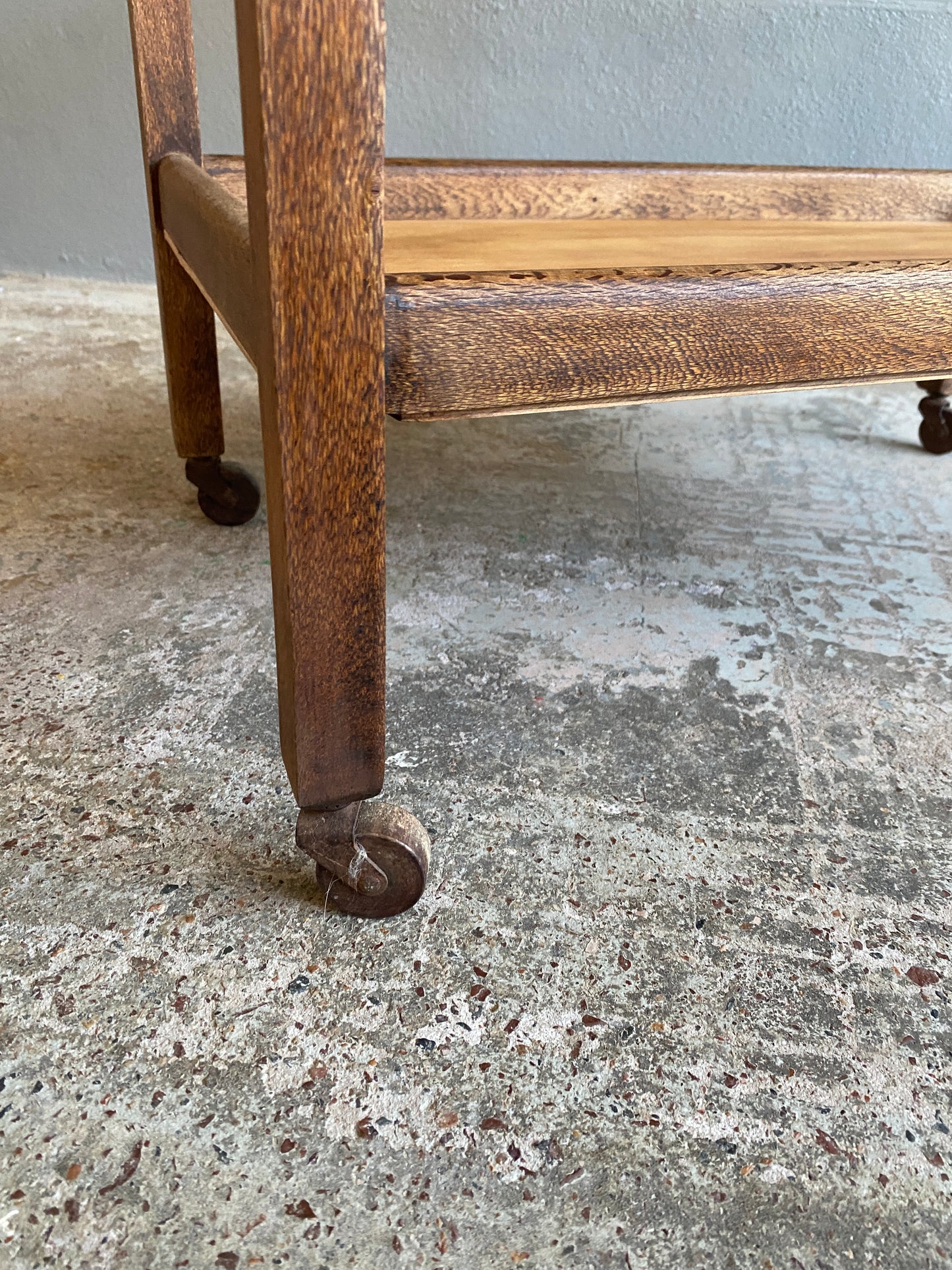 Vintage Solid Quarter Sawn Oak Drinks Trolley
