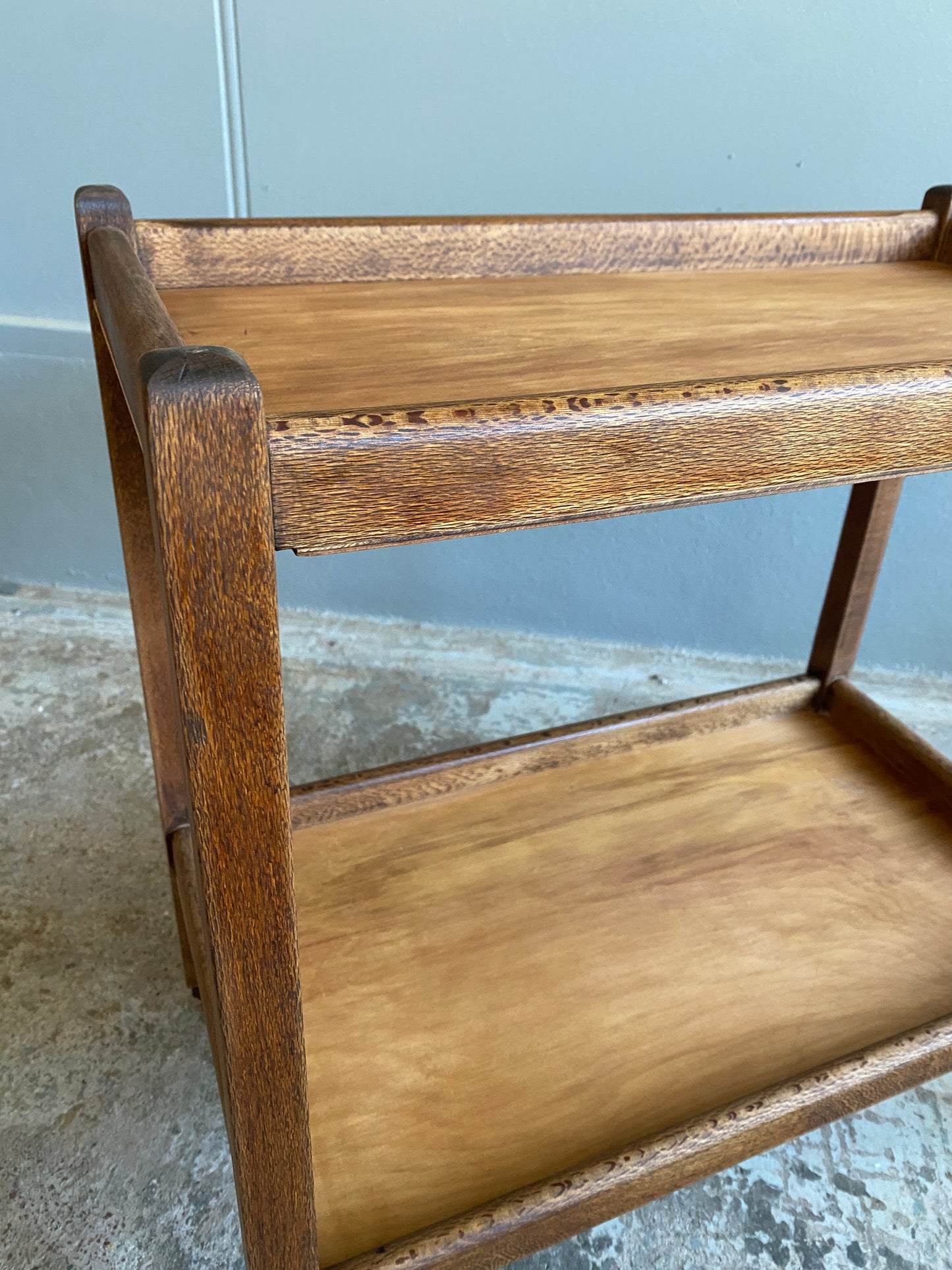 Vintage Solid Quarter Sawn Oak Drinks Trolley