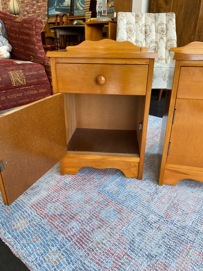 Vintage Solid Rimu Bedside Tables (Pair)