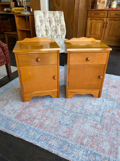 Vintage Solid Rimu Bedside Tables (Pair)