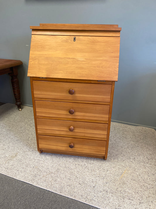 Vintage Solid Rimu Bureau with Drawers