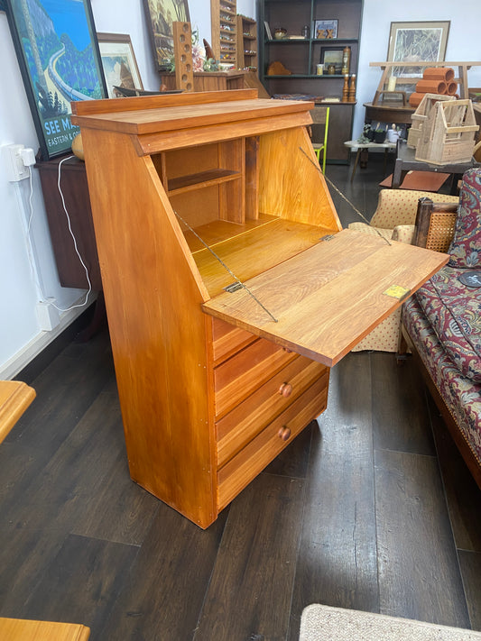 Vintage Solid Rimu Bureau with Drawers