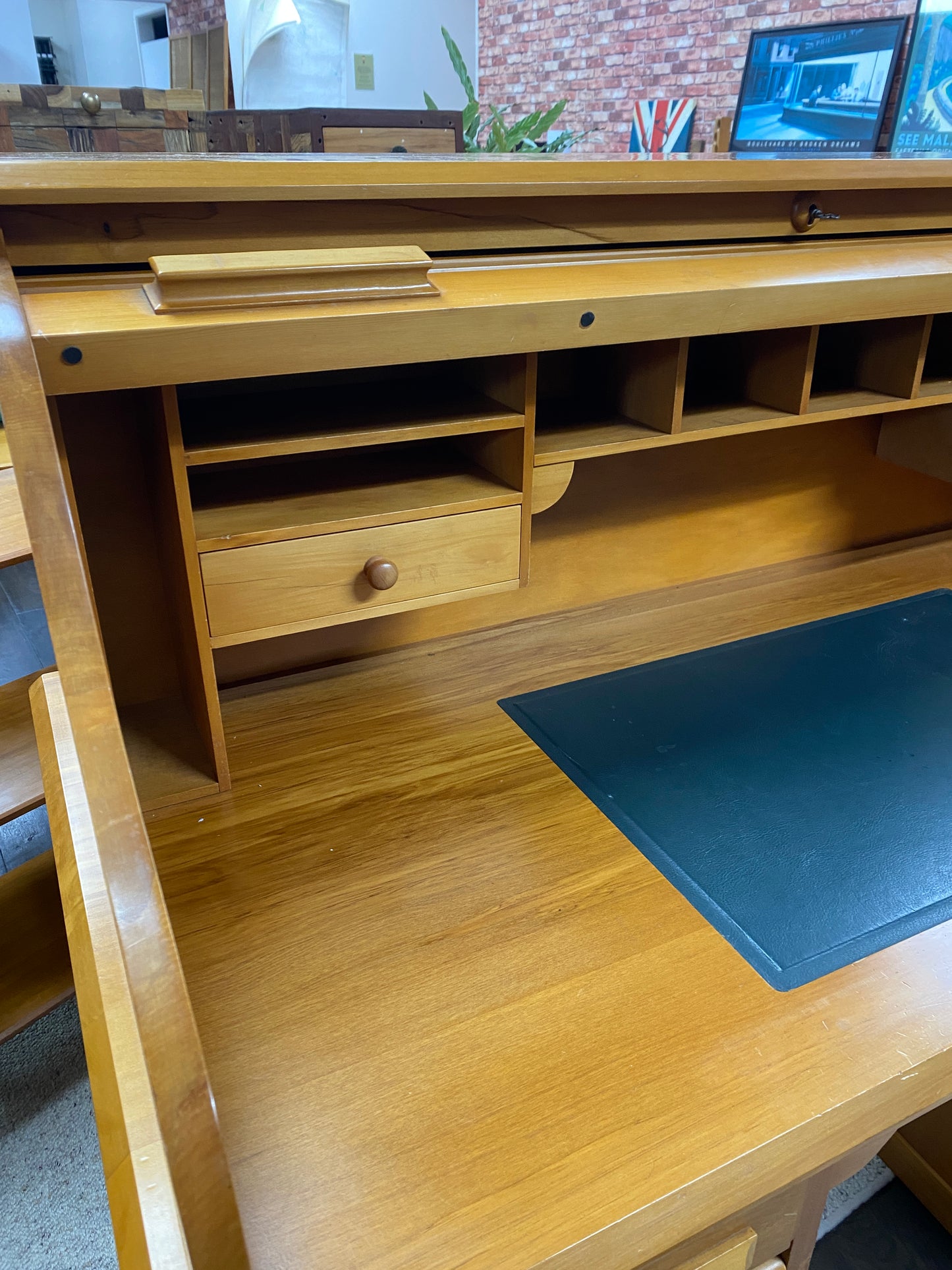 Vintage Solid Rimu Tambour Bureau