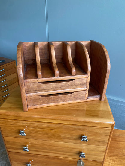 Vintage Solid Teak Desk Tidy w.Drawers