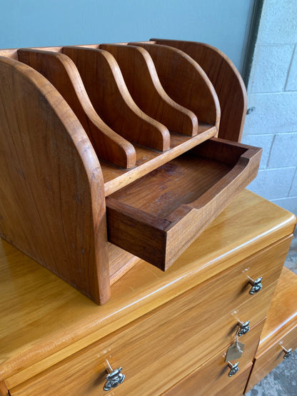 Vintage Solid Teak Desk Tidy w.Drawers