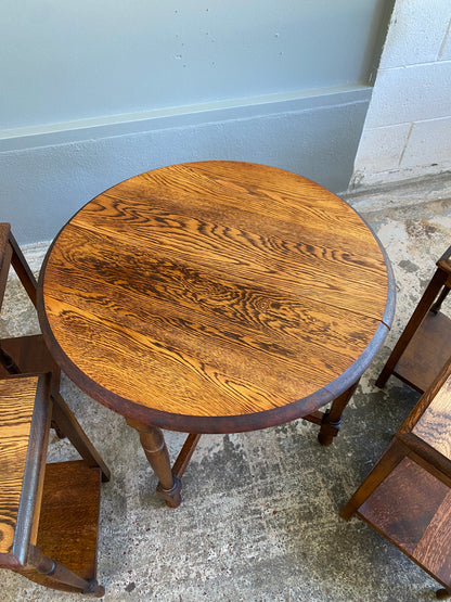 Vintage Solid Tiger Oak Nest of Tables