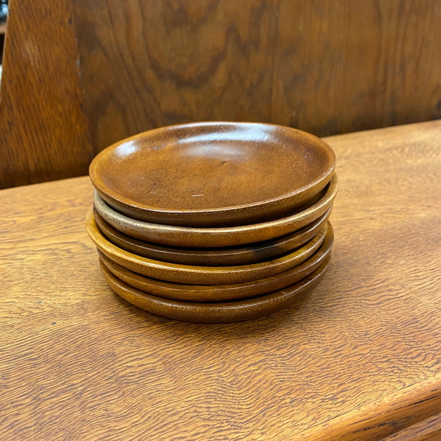 Vintage Solid Wood Coasters x 6 Plots & Pickles