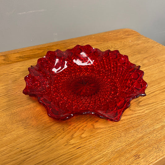 Vintage Sowerby Ruby Red Glass Dish