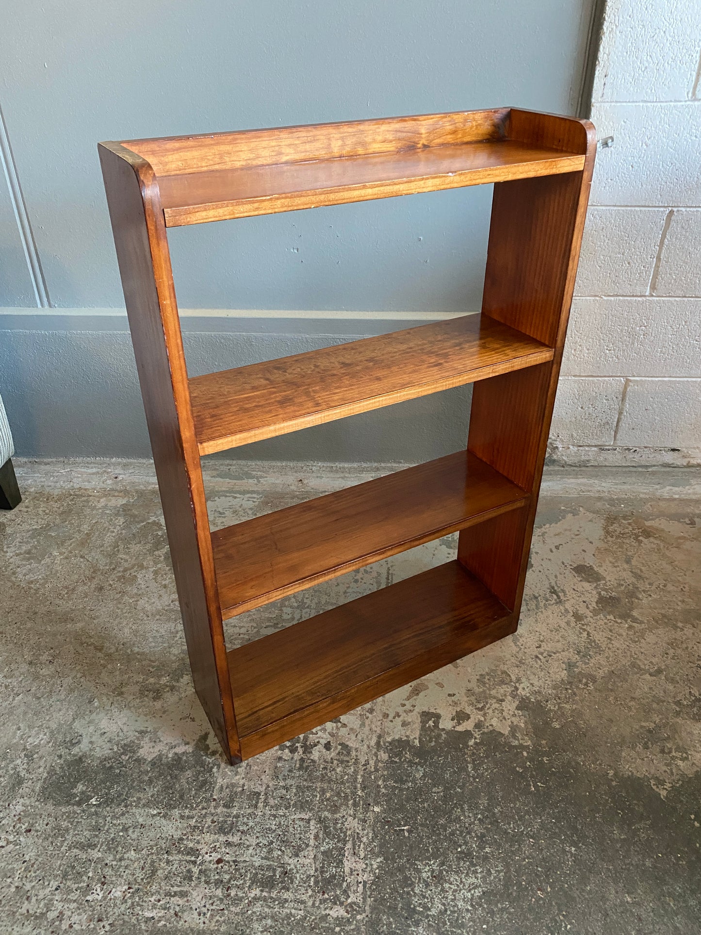 Vintage Stained Pine Geometric Bookcase