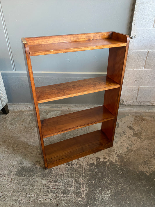 Vintage Stained Pine Geometric Bookcase