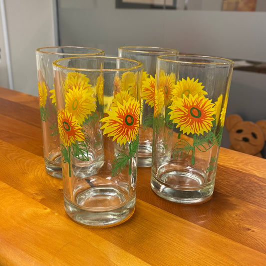 Vintage Sun Flower High Ball Tumblers