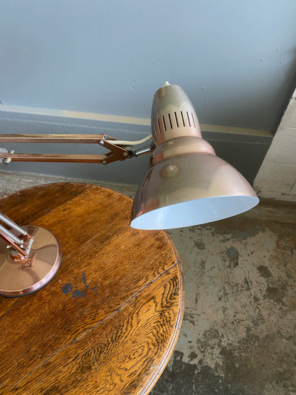 Vintage Superlux Anglepoise Rose Gold Colour Desk Lamp
