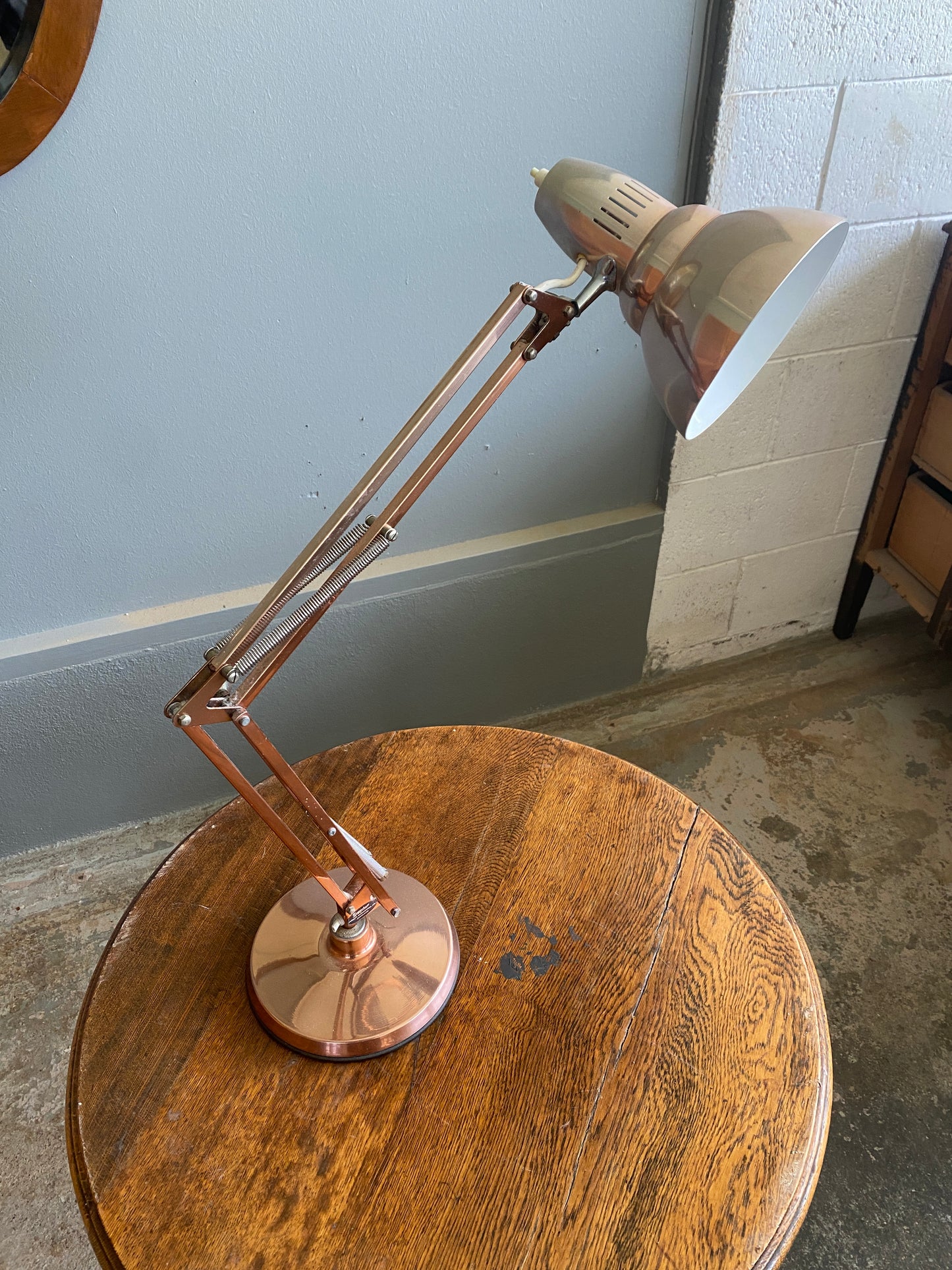 Vintage Superlux Anglepoise Rose Gold Colour Desk Lamp