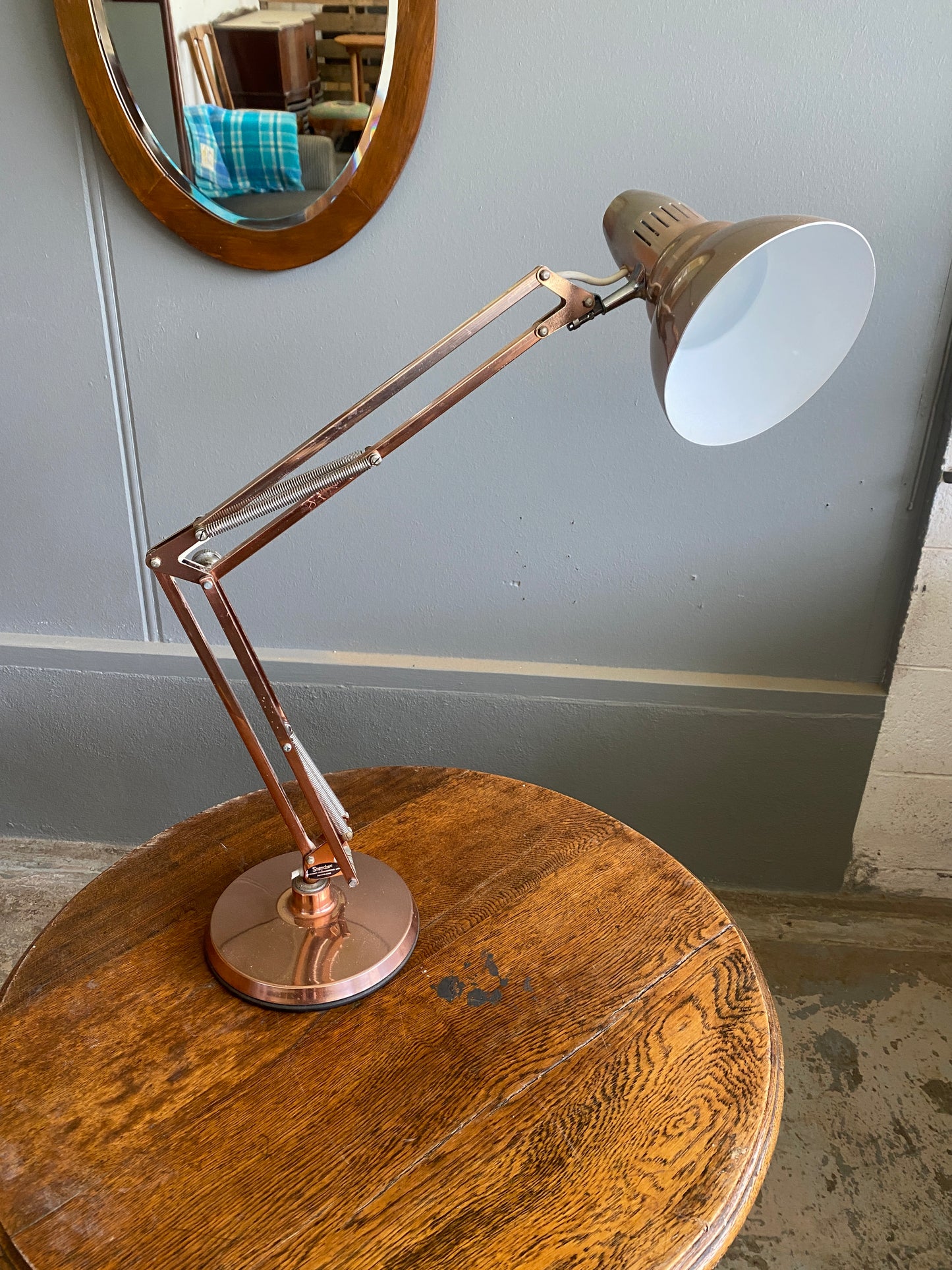 Vintage Superlux Anglepoise Rose Gold Colour Desk Lamp