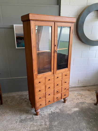 Vintage Teak Apothecary Style Cabinet 16 Drawer