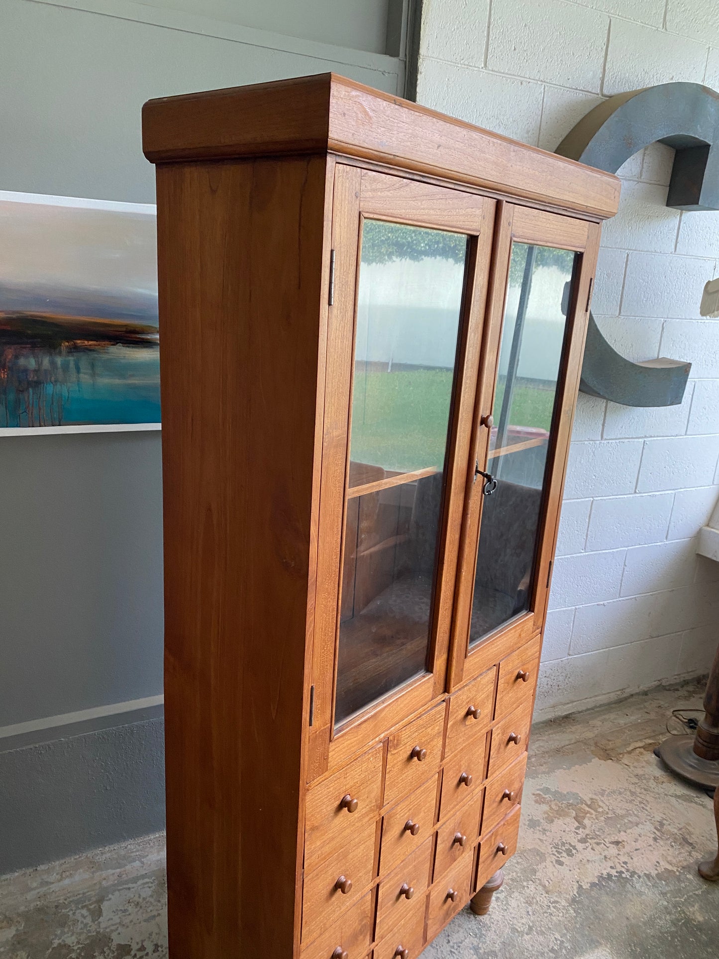 Vintage Teak Apothecary Style Cabinet 16 Drawer
