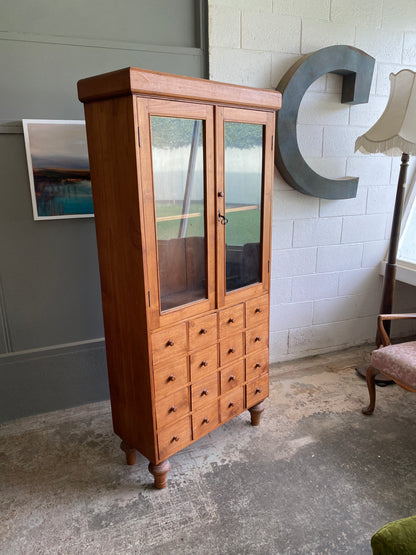 Vintage Teak Apothecary Style Cabinet 16 Drawer