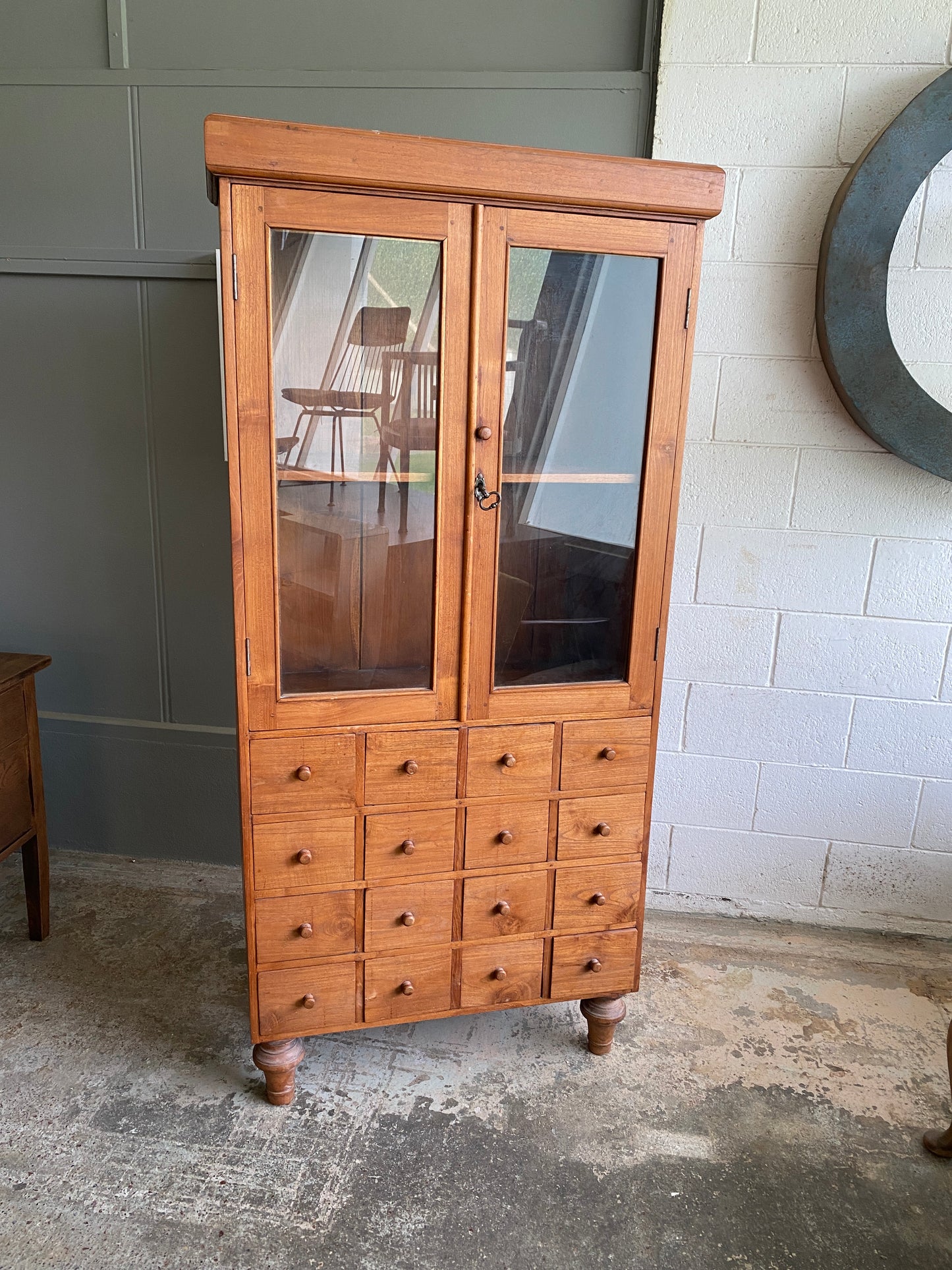 Vintage Teak Apothecary Style Cabinet 16 Drawer