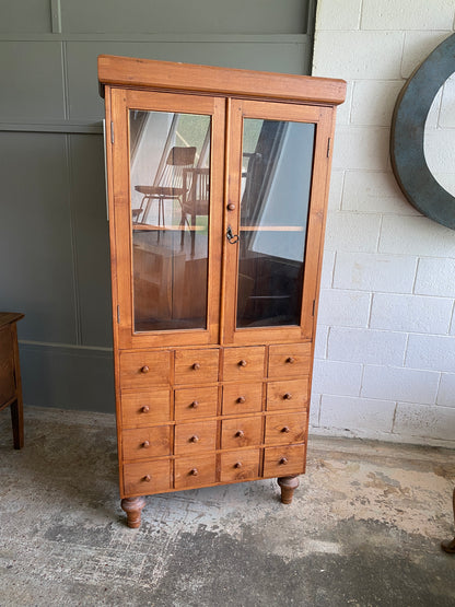Vintage Teak Apothecary Style Cabinet 16 Drawer