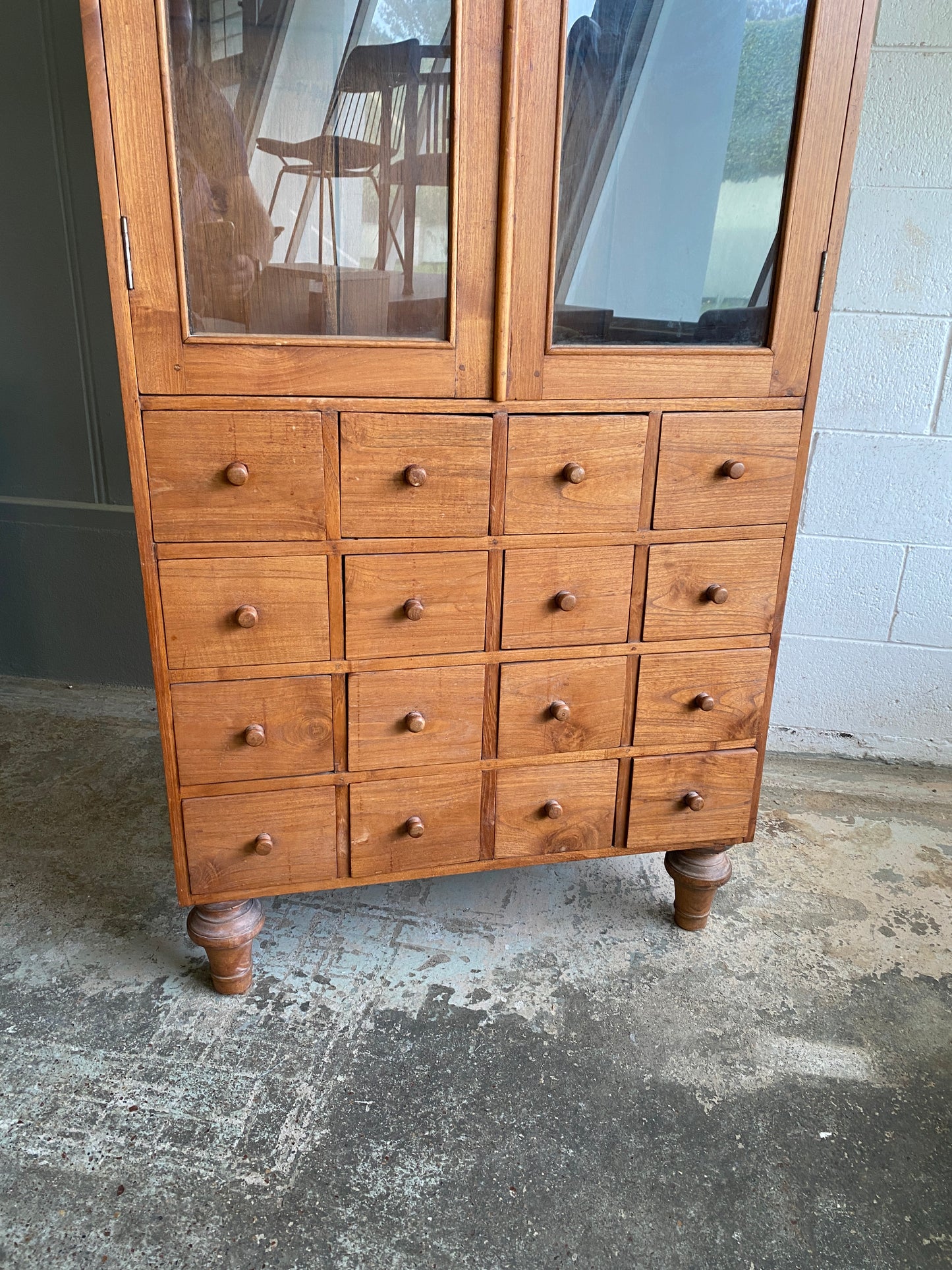 Vintage Teak Apothecary Style Cabinet 16 Drawer