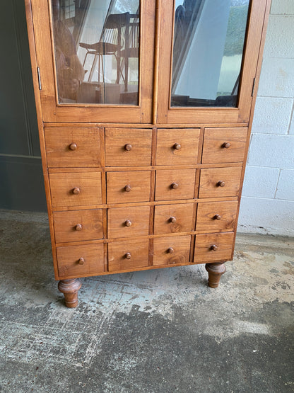 Vintage Teak Apothecary Style Cabinet 16 Drawer