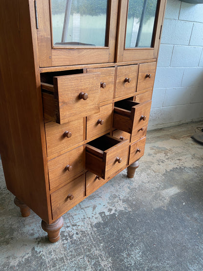 Vintage Teak Apothecary Style Cabinet 16 Drawer