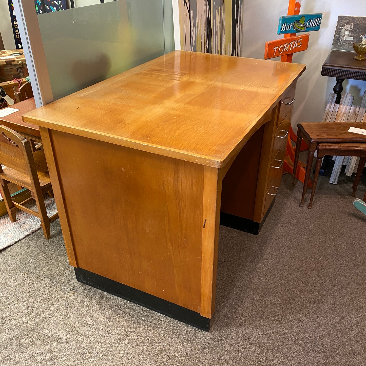 Vintage Wooden Teachers Desk