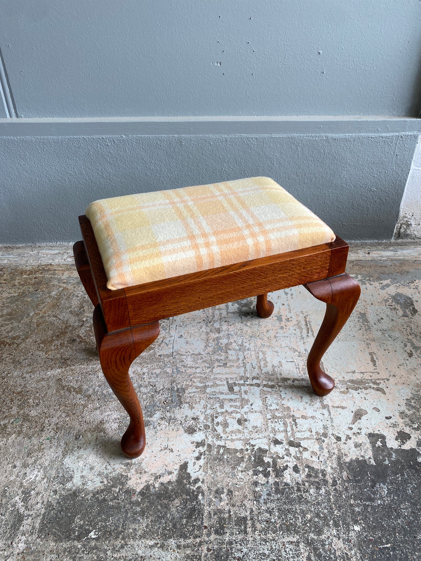 Vintage Oak Footstool with NZ Wool Cover