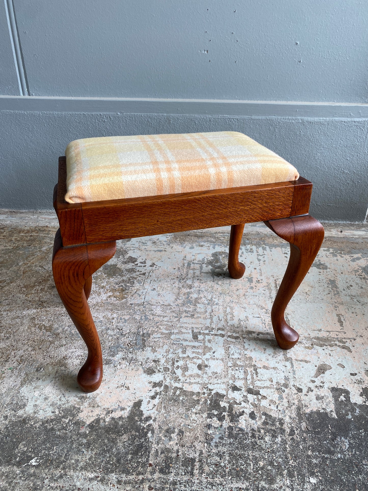 Vintage Oak Footstool with NZ Wool Cover