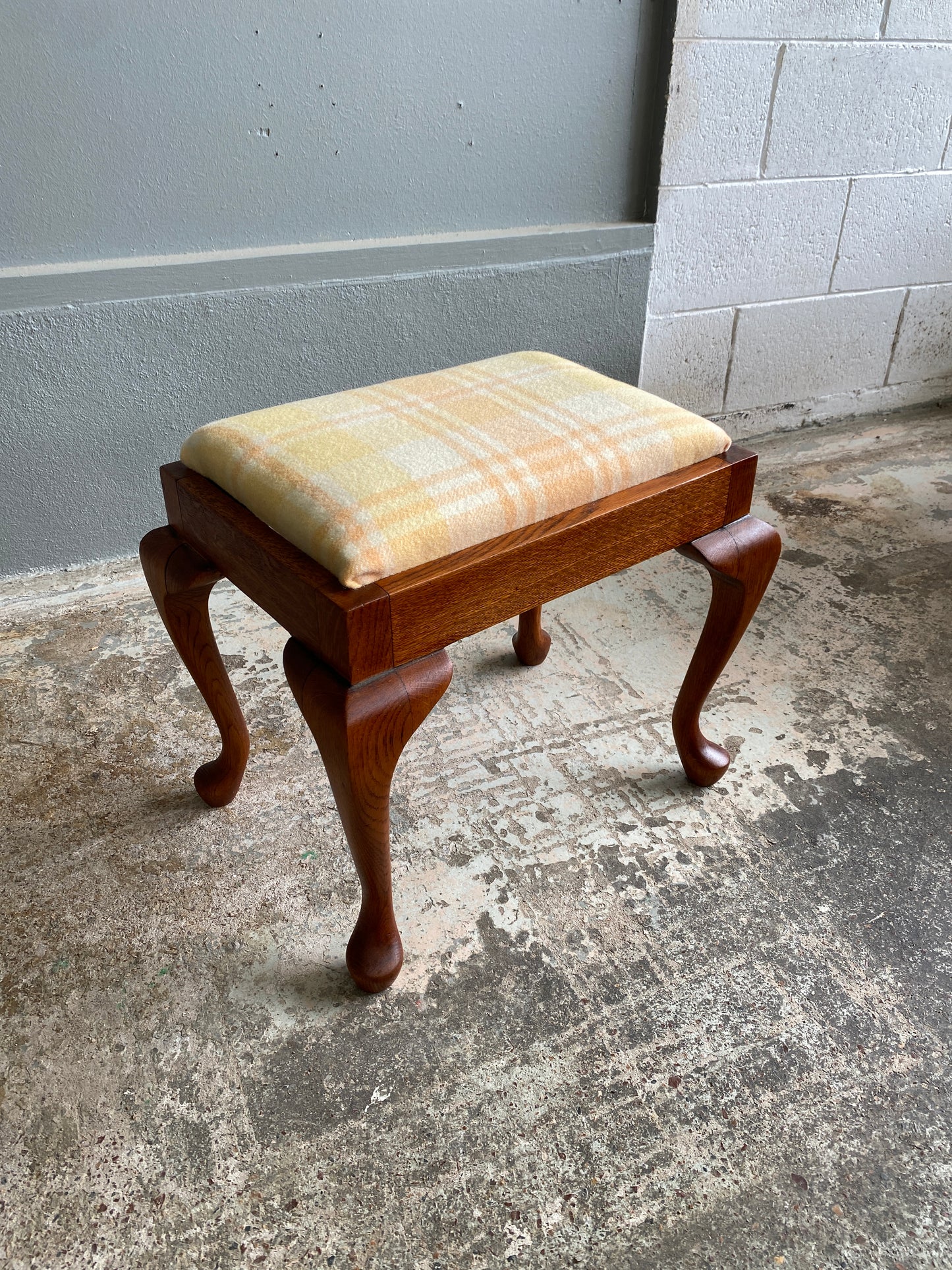 Vintage Oak Footstool with NZ Wool Cover