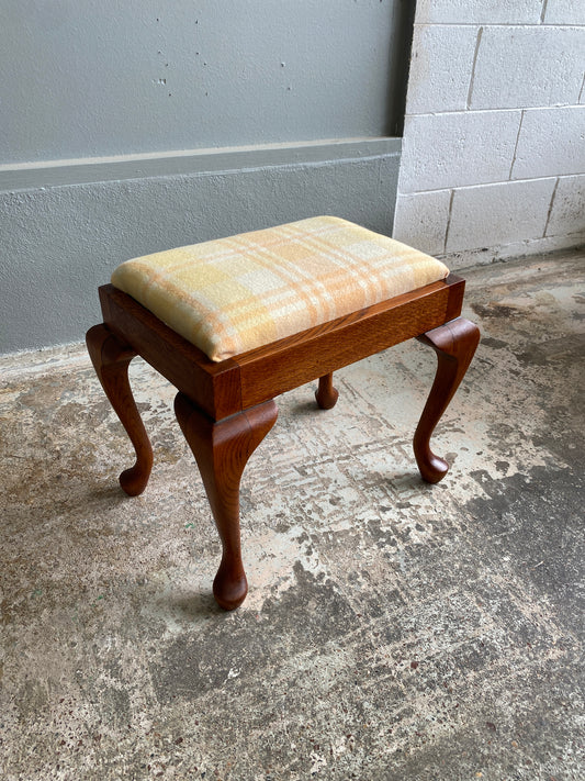 Vintage Oak Footstool with NZ Wool Cover