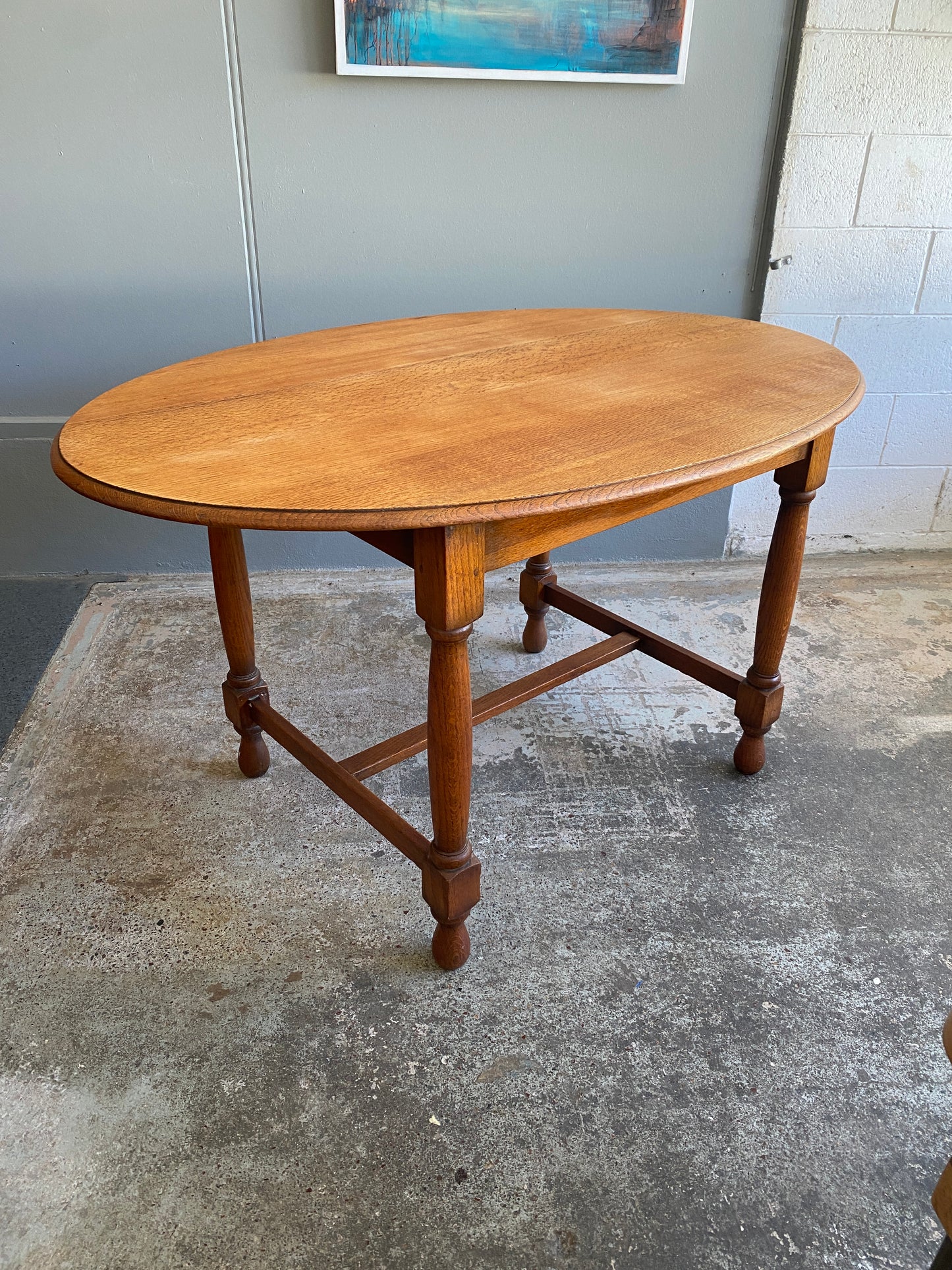 Vintage Quarter Sawn Light Oak Dining Table