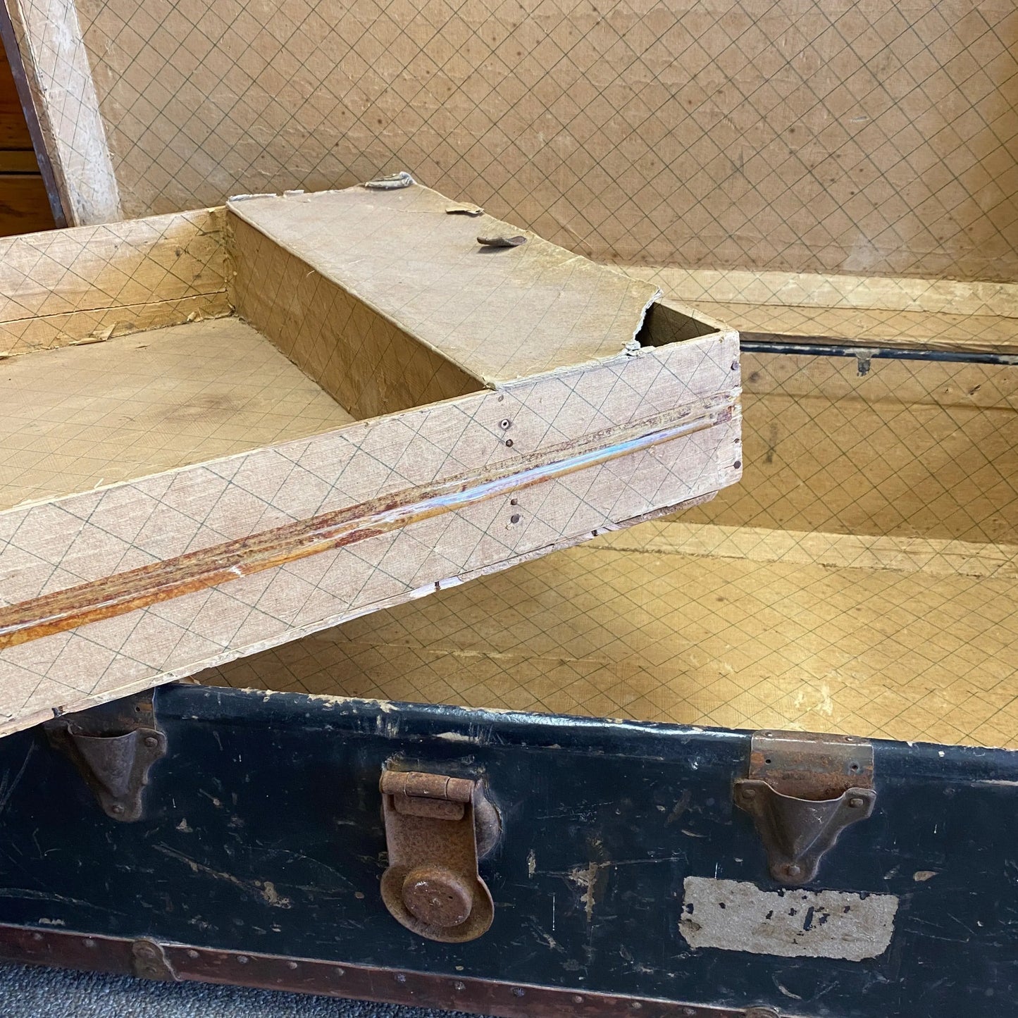 Wood/Leather & Brass Mid-Century Trunk - Plots & Pickles