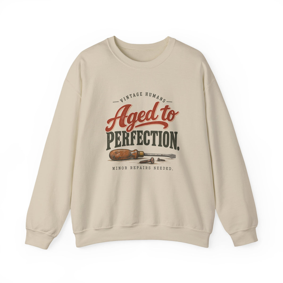 Aged To Perfection Crewneck Sweatshirt in Sand, front view