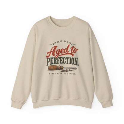 Aged To Perfection Crewneck Sweatshirt in Sand, front view