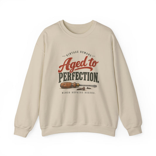 Aged To Perfection Crewneck Sweatshirt in Sand, front view