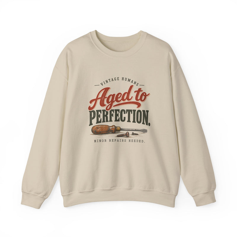 Aged To Perfection Crewneck Sweatshirt in Sand, front view