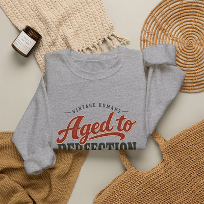 Aged To Perfection Crewneck Sweatshirt in Sport Grey, styled flat lay