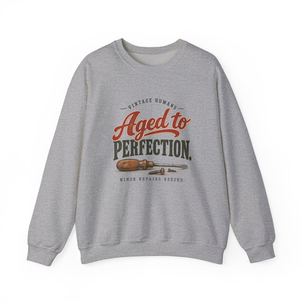 Aged To Perfection Crewneck Sweatshirt in Sport Grey, front view