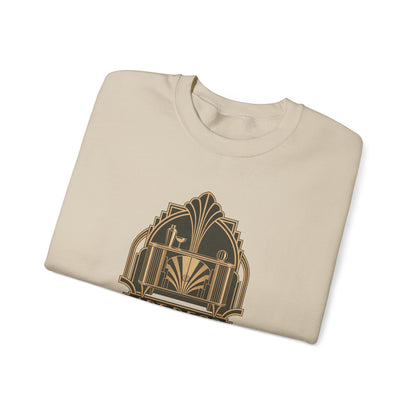Art Deco Club Crewneck Sweatshirt in Sand, folded view