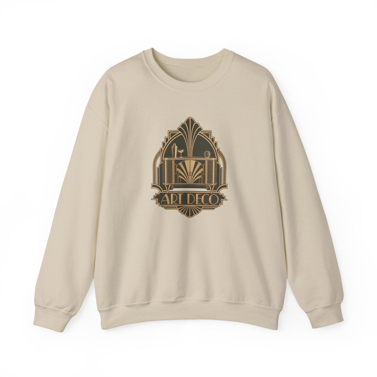 Art Deco Club Crewneck Sweatshirt in Sand, front view