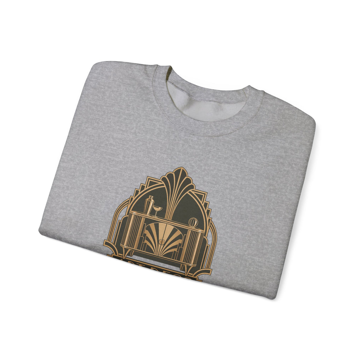 Art Deco Club Crewneck Sweatshirt in Sport Grey, folded view