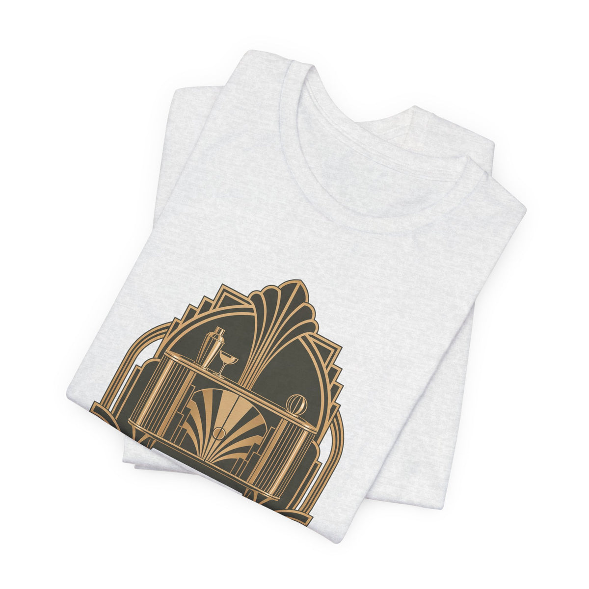 Art Deco Club vintage furniture lover tee in Ash, folded